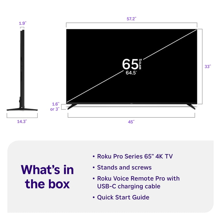 Roku Smart TV 2025, 65-Inch Pro Series, 4K QLED Mini-LED, Dolby