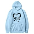 thumbnail image 4 of Olyvenn Women's Graphic Hoodies Heart Print Drawstring Long Sleeve Pocket Sweatshirt Fall Fashion Pullover Tops Light Blue M, 4 of 4