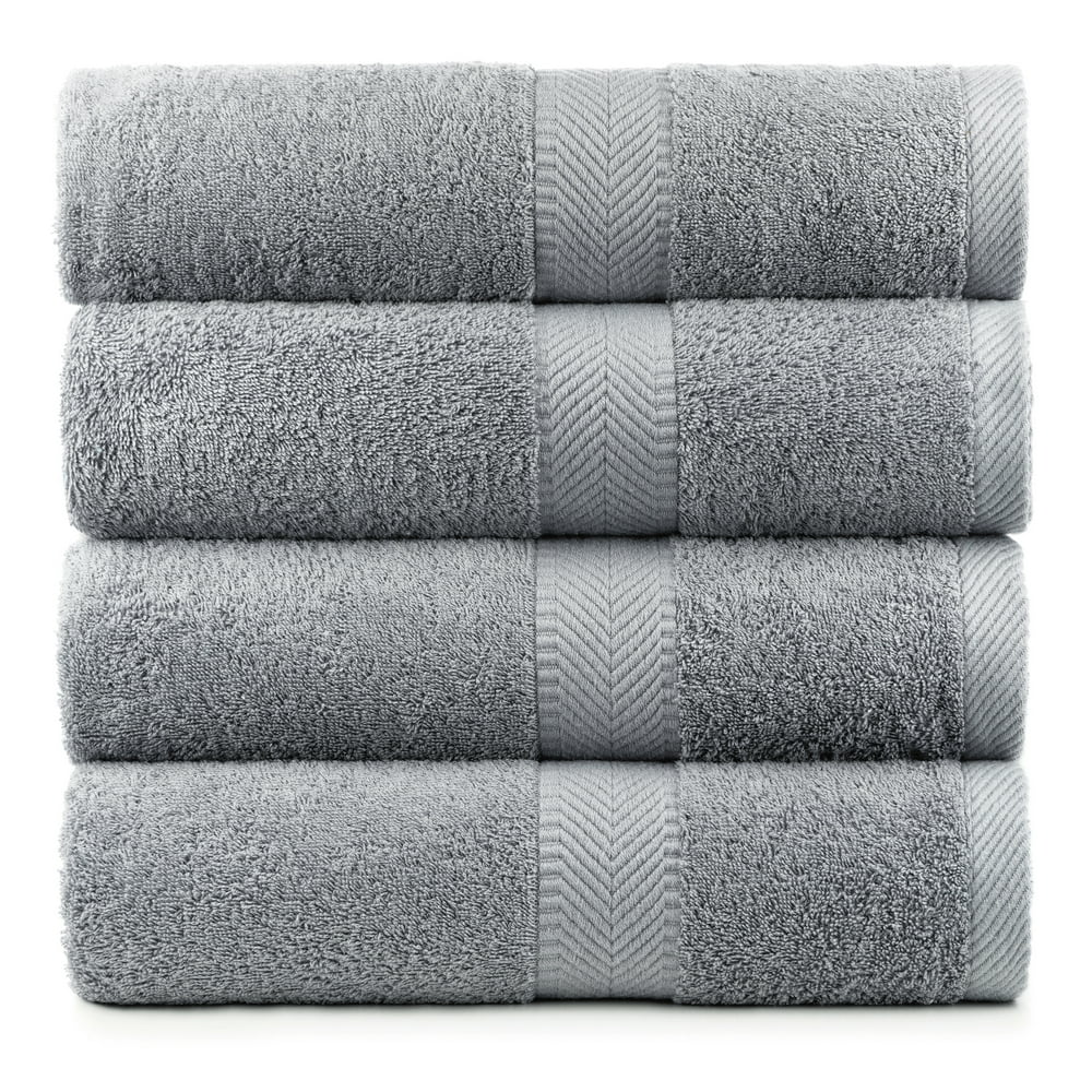 Terry Cotton Turkish Sauna Bath Towel, Set of 4, Silver Grey Towel ...