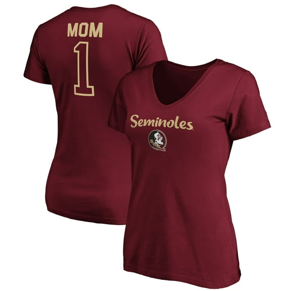 Women's Garnet Florida State Seminoles #1 Mom V-Neck T-Shirt