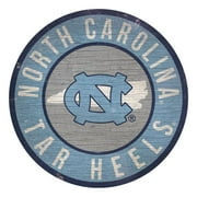 North Carolina Tar Heels Sign Wood 12 Inch Round State Design