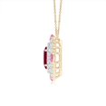 thumbnail image 2 of ANGARA Natural Ruby & Pink Sapphire Two Tone Pendant with Double Halo in 14K Yellow & White Gold for Women (Size-6x4mm) | July Birthstone, Anniversary, Jewelry Gift for Women | Natural Ruby Necklace, 2 of 8