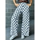 thumbnail image 4 of Pantalones Acelit a cuadros casuales para mujer, cintura elástica, azul XXL, 4 of 5