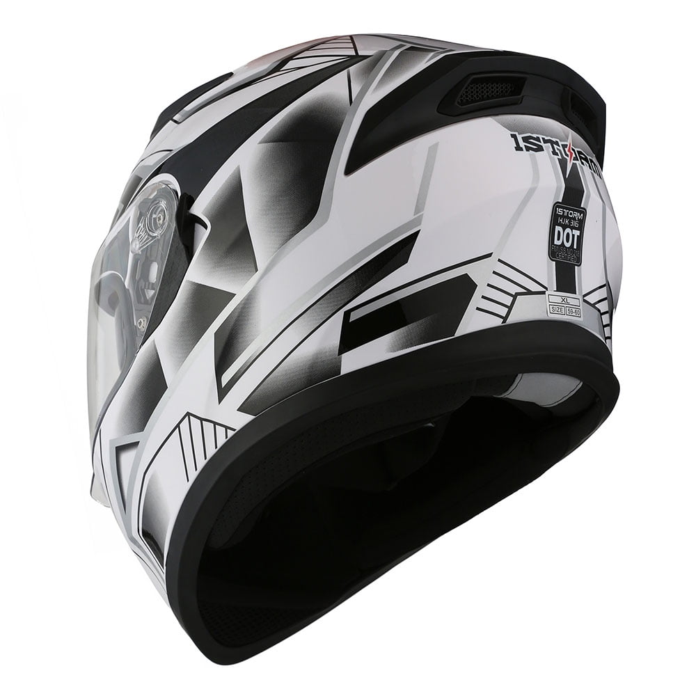 1Storm Motorcycle Full Face Helmet Street Bike Dual Visor/Sun Shield N-HJK316 Panther White