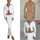 thumbnail image 5 of 2-Piece Set Wool-Knit Button-Baring Top Solid Color Threaded Hip Skirt Set, 5 of 5