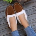 thumbnail image 4 of Xfvqtps Womens Faux Fur Lined Moccasins Winter Warm Shoes Flat Sole Comfortable Wear Indoor Outdoor Casual Slip on Shoes Brown, 4 of 8