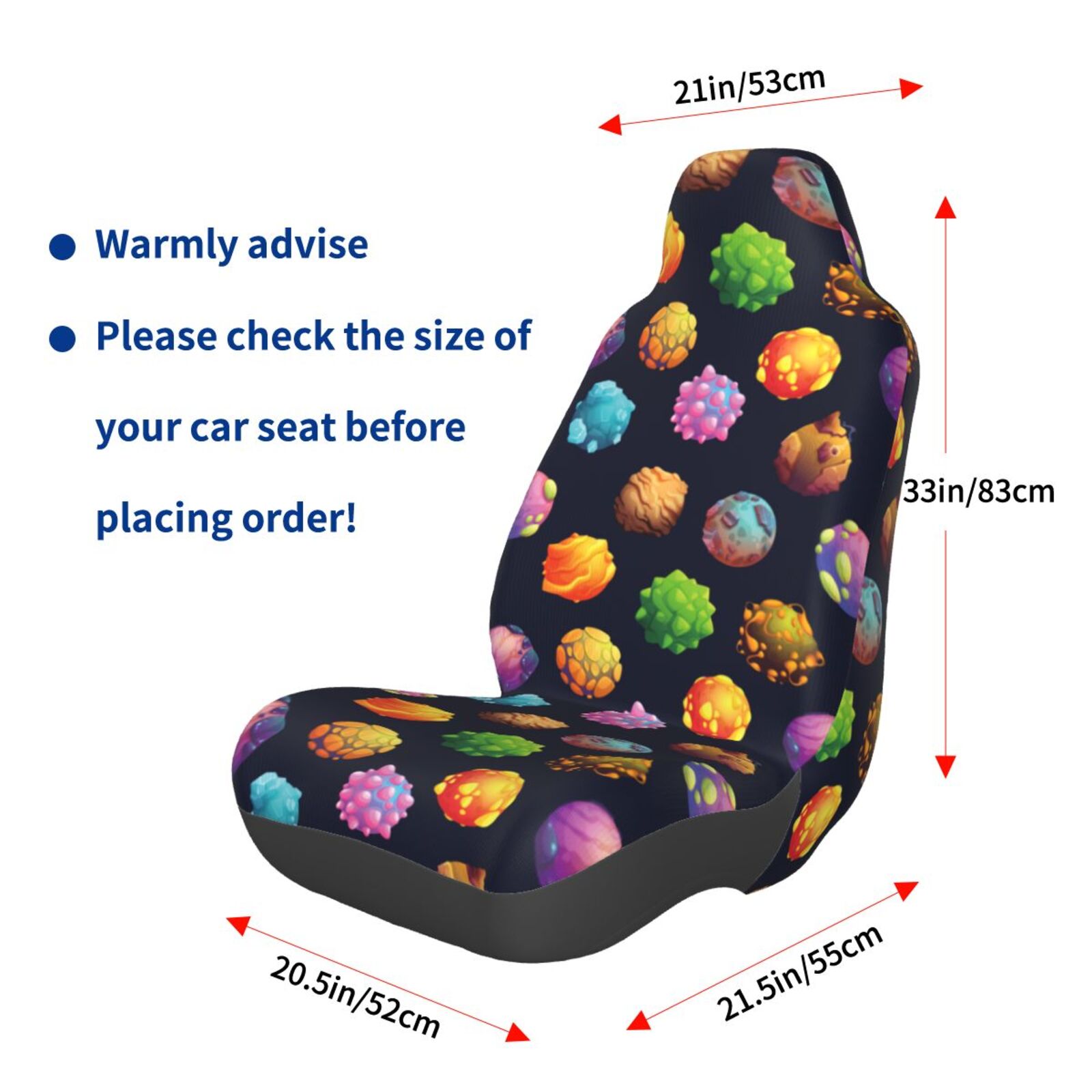 Naloa Lovely Planet Car Seat Covers Universal Front Seat Coves for Car Accessories ,Padded Car Covers for Automotive, SUV, Truck, and Van