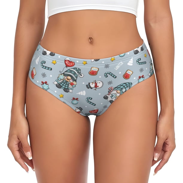 Balery Winter Gnome And Snowman Ropa Interior de Algodón para Mujer con Dibujo – Braguitas Cómodas y Elásticas, Estilo Clásico-XX-Large