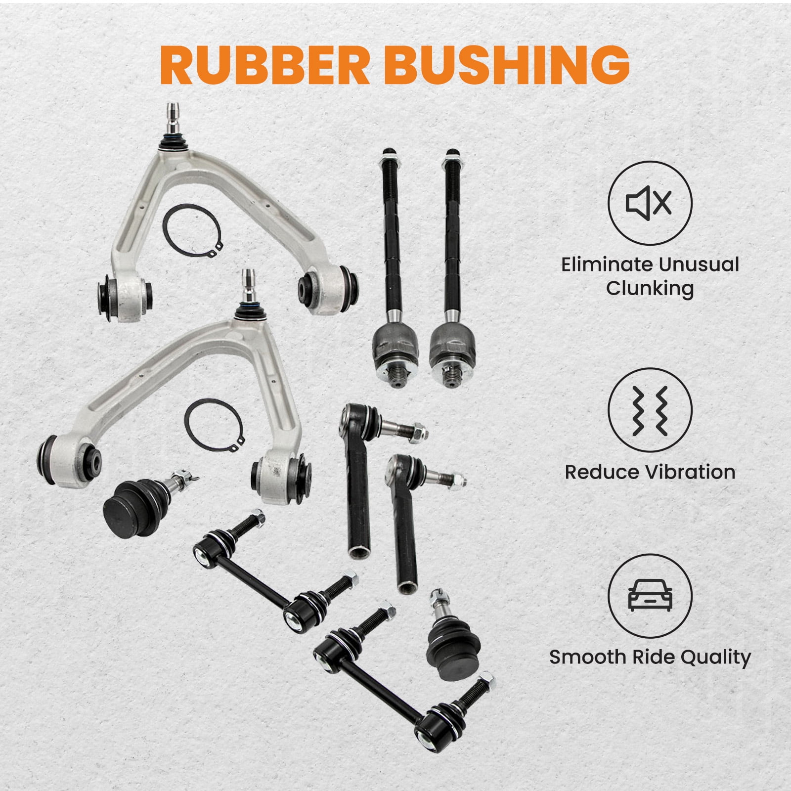 maXpeedingrods 10Pc Front Suspension Kit for Hummer H3 2006-2010 H3T 2009-2010, Upper Control Arm with Lower Ball Joint Sway Bar Link Outer Inner Tie Rod K621675 K621676
