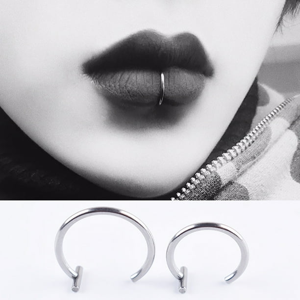 Black hoop lip piercing best sale