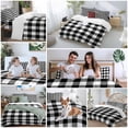 thumbnail image 6 of Black White Plaid Duvet Cover Set, Gradient Geometric Buffalo Checkered Soft Duvet Cover Full Size Bedding Set 4 Pieces, 1 Quiltcover and 2 Pillowcases with Zipper, 1 Bed Sheet for All Seasons, 6 of 9