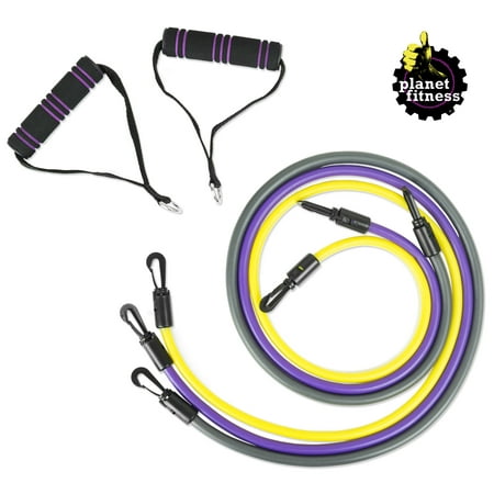 Planet Fitness Resistance Tube Band Set of 3 Stackable Bands with (The Best Metal Bands)