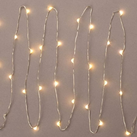 Gerson 36901 - 30 Light 5 Silver Wire Warm White Battery Operated LED Miniature Christmas Light ...