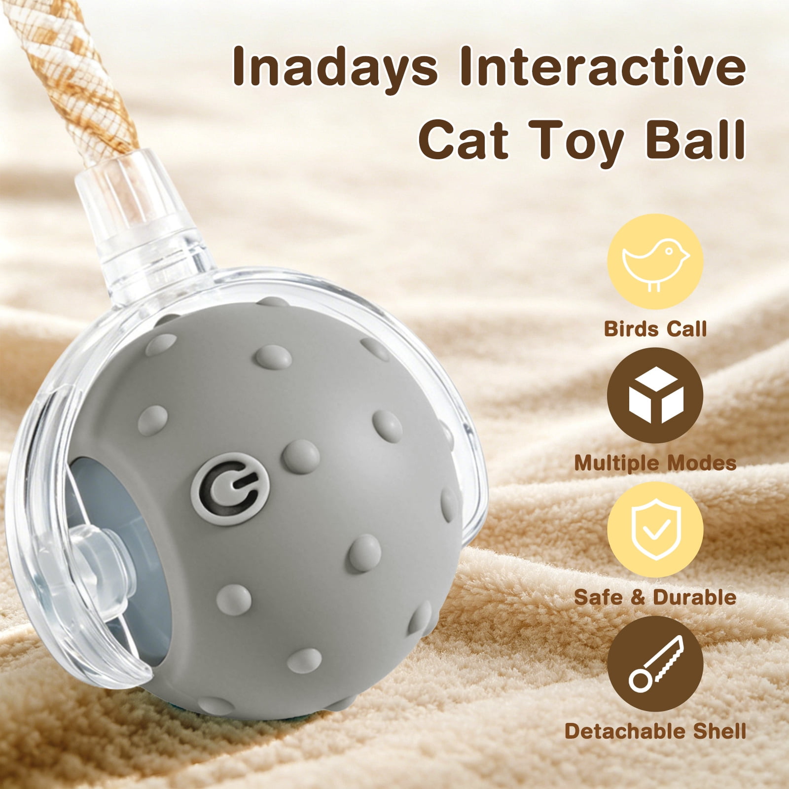 Risehigh Cat Toys for Indoor Cat Toy Smart Interactive Cat Toy Ball Rechargeable