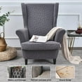 thumbnail image 5 of Eurhowing 2Pcs Wingback Chair Cover, Stretch Spandex Jacquard Armchair Slipcovers with Cushion Cover, Living Room Furniture Protector for Pet & Kids, Dark Gray, 5 of 7