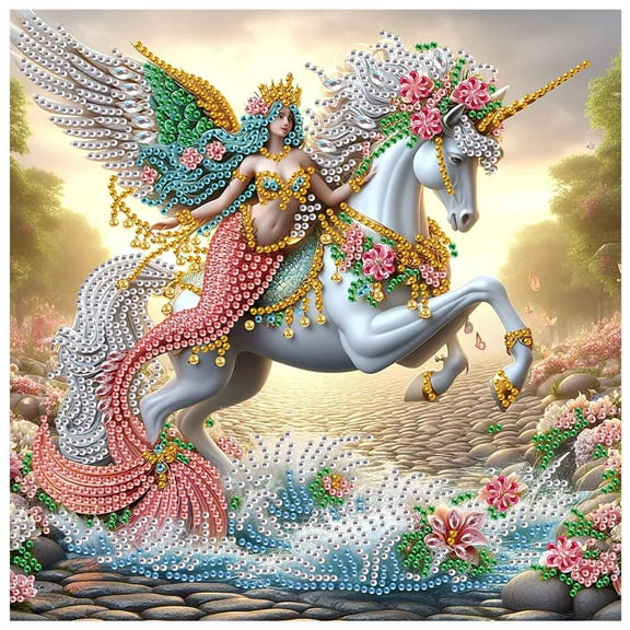 5D DIY Diamond Painting Kit Mermaid Horse Special Shape Creative Diamond Craft Suitable for Home & Office Decor, Festive Gifts