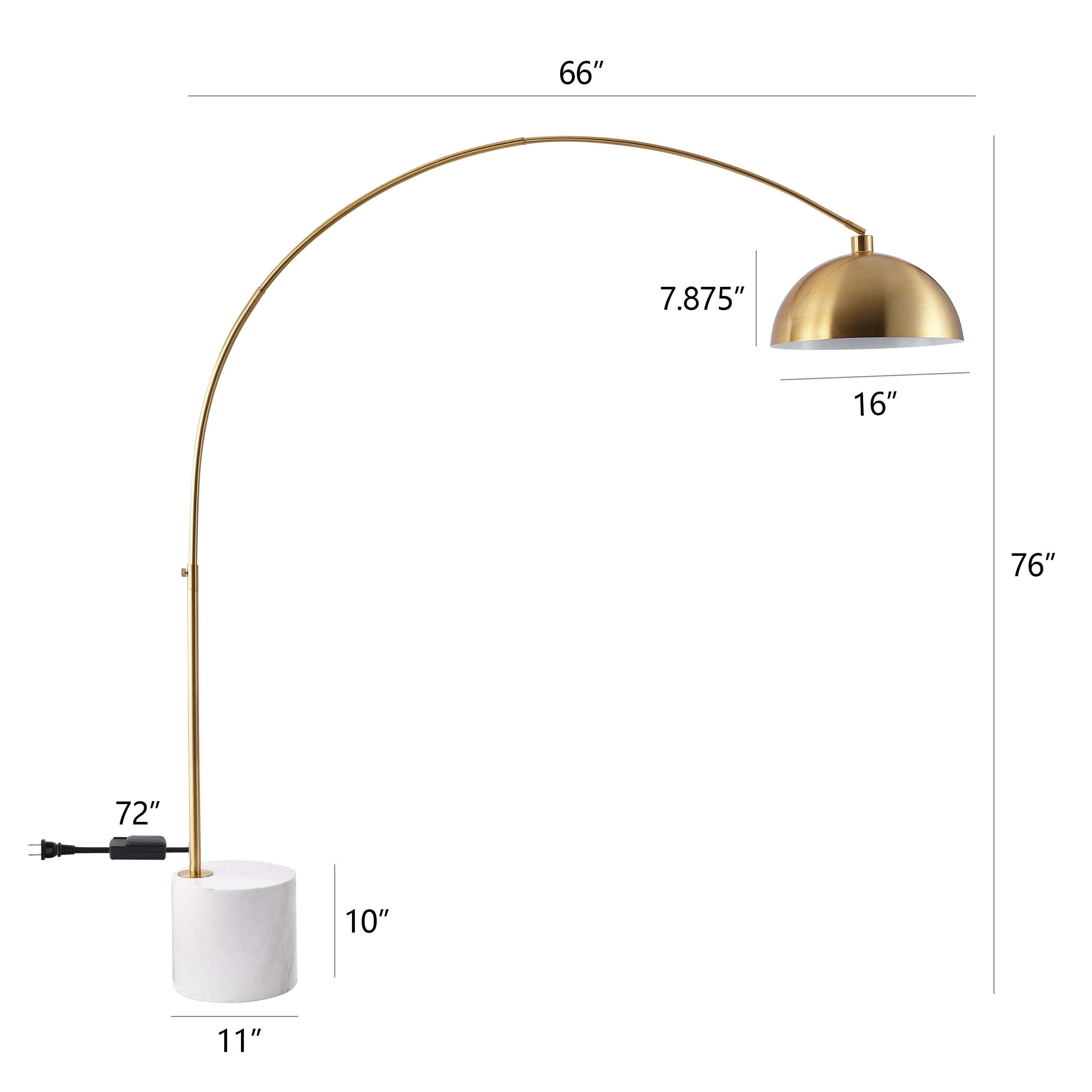 Safavieh Couture Rosabellina 80" Electroplating Gold and White Marble Base Floor Lamp
