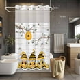thumbnail image 5 of Bees Dwarfs No Hooks Shower Curtain with Snap-in Liner Yellow Sunflower Branch Spring Flower Plant Wood Striped Shower Curtains for Bathroom, Waterproof, Easy Install, Washable 36"x78", 5 of 9