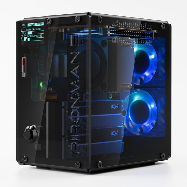 Chasis para computadora SunFounder Pironman 5-MAX con doble NVMe