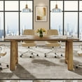 thumbnail image 3 of Tribesigns 63-Inch Rectangle Brown Wood Conference Table Conference Room Table Computer Desk with Sturdy Legs for 4-6 People (1), 3 of 5