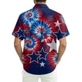 thumbnail image 4 of Men's American 250Th Anniversary Art Print Hawaiian Shirt 1776-2026 Patriotic Tee with America Script and Starburst Rays Royal Blue S, 4 of 7