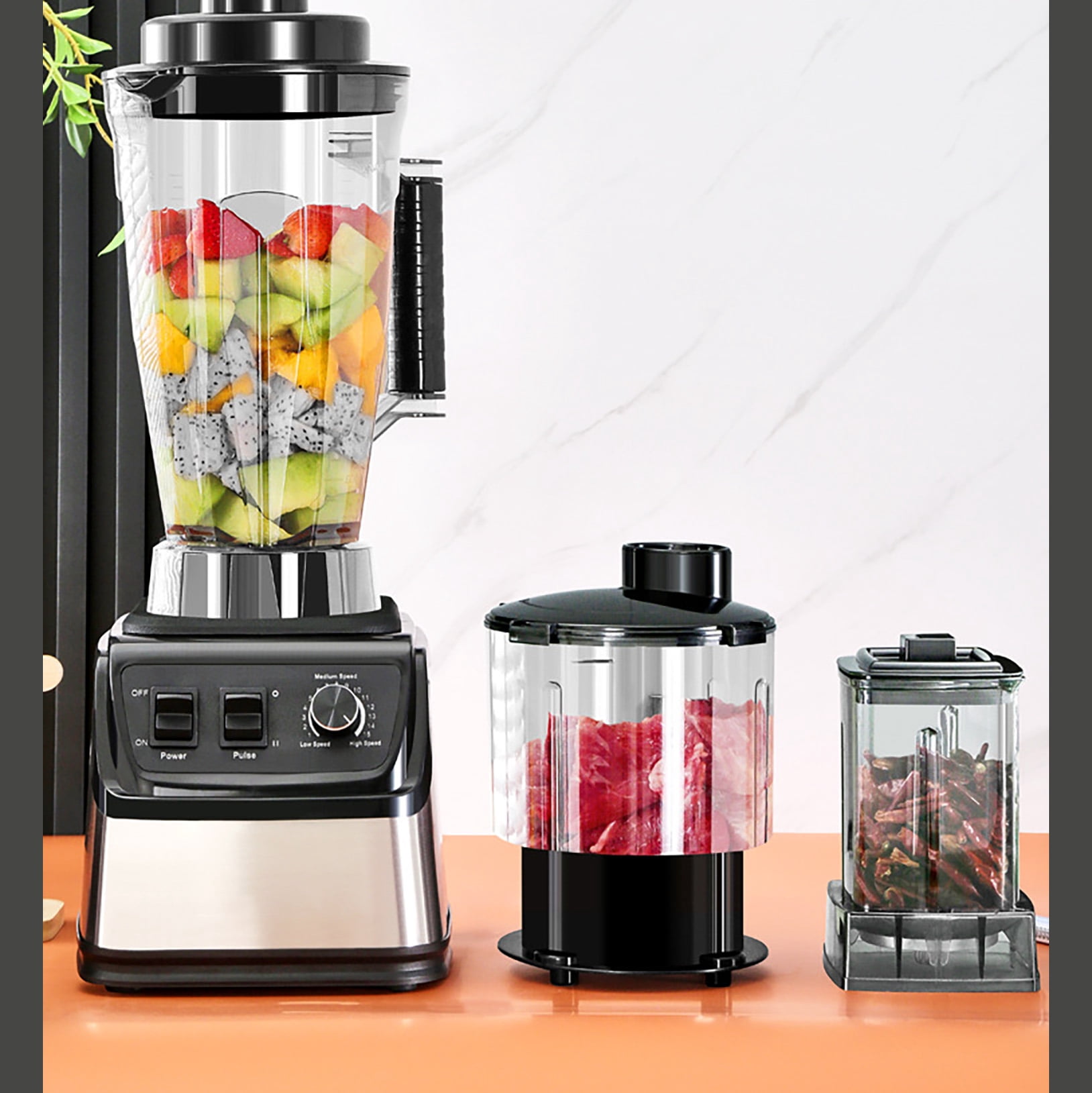 INSMART Food Processor Blender Combo,100oz Professional Kitchen System Blender, 9500W Motor, 15 Speed Adjustable, Multi-Function Electric Blender/Grinder/Chopper for Smoothies, Juice, Crush Ice