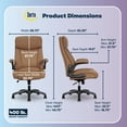 thumbnail image 3 of Serta® Torrington Big & Tall Office Chair, with Flip-Up Padded Armrests, Ultra-Comfortable ComfortCoils™ Seat Cushion Technology, Modern Executive Premium PU Desk Chair, Tan, 3 of 16