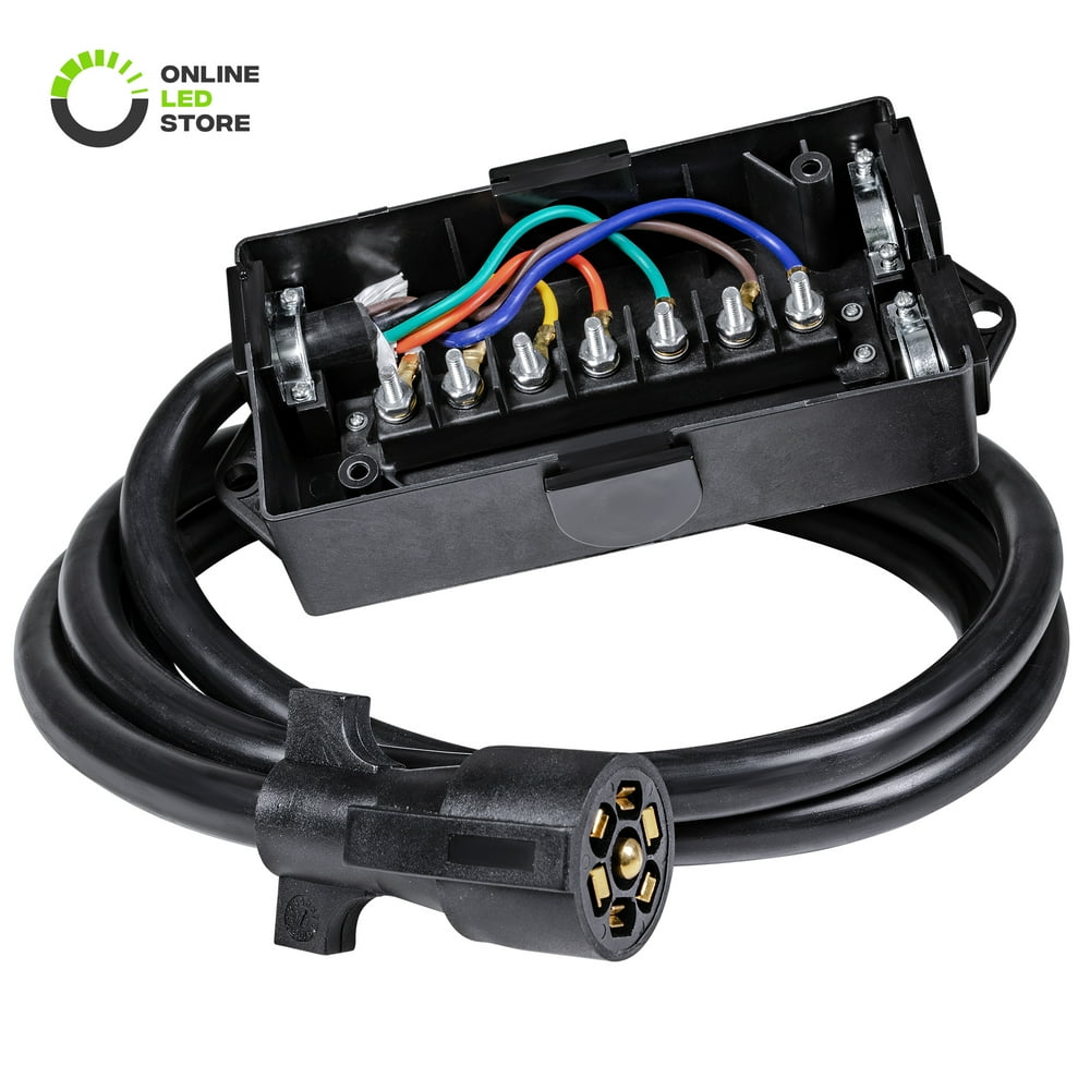 7Port Trailer Wiring Junction Box w/ 8ft Cord [Steel Studs] [Stickers