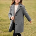 thumbnail image 6 of PiGOGI Kids Double Breasted Wool Blend Pea Coat with Notched Lapel and Side Pockets Mid-Long Trench Overcoat Winter Outerwear for Children Gray 4-5 Years, 6 of 9