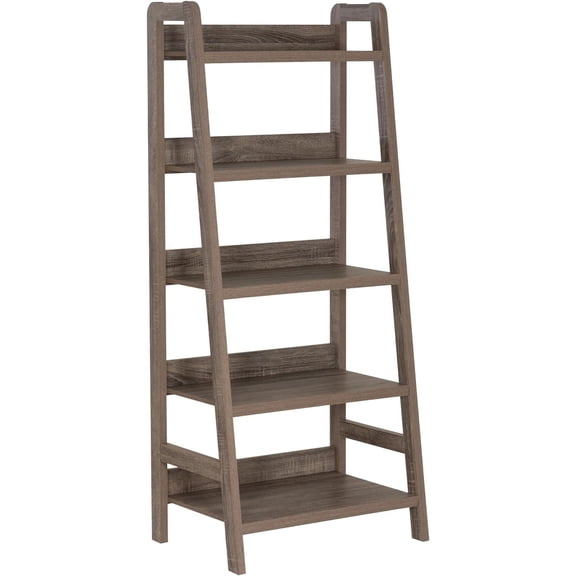 Tracey Greywash Wooden Five Shelf Ladder Bookcase by