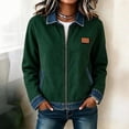 thumbnail image 2 of Edvintorg Women's Coats Color Block Long Sleeve Lightweight Jacket Fall Collared Zip up Outerwear with Pocket Plus Size Trendy Womens Clothes Army Green S-3XL, 2 of 6