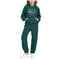 thumbnail image 2 of fnnxnal Girls Kids Green Tracksuit Set - 2-Piece Casual Athletic Hoodie & Sweatpants, 100% Polyester Soft Cute Paw Print Heart Outfit for 2-13 Years,Size 11 T, 2 of 6