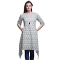 thumbnail image 1 of Bimba Blue Geometric Shibori Printed Tops For Women Asymmetric Kurti Summer Dress For Girls Small, 1 of 6