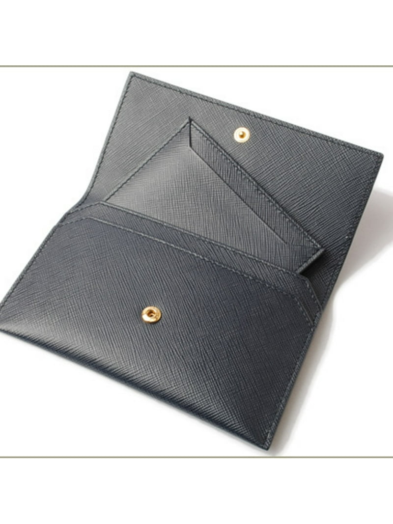 Authenticated Used Prada card case folded wallet PRADA 1MC004 SAFFIANO GRECHE embossed leather BALTICO ROSSO navy red