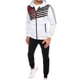 thumbnail image 3 of HAPIMO Savings Men's 2PC Collar Half Zipper Colorblock Pullover Jacket Hooded Sports Pocket Jacket Drawstring Top + Fall Winter Solid Pants Set White XXL, 3 of 5