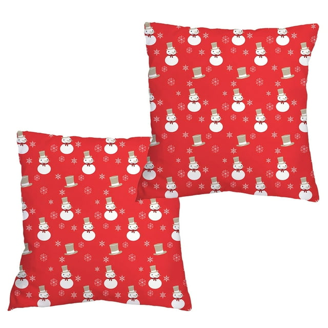 Housses de Coussins Décoratifs, Housses de Coussins de Noël 18X18 Housses de Coussins de Noël 18X18 Pouces Ensemble de 2 Coussins Décoratifs Rouges avec Sapin de Noël Décor de Noël d'Hiver pour Maison Canapé
