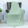 thumbnail image 4 of Animal Print Soft Flannel Fleece Throw Blanket, Nursery Themed Goose Cartoon with Polka Dots Print, Cozy Plush for Indoor and Outdoor Use, 50" x 60", Mint Green Earth Yellow, by Ambesonne, 4 of 5