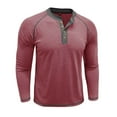 thumbnail image 7 of Timoontee Men's Henley Shirts Fall Winter Trendy Casual Tops Long Sleeve Quarter Button Pullover Blouses Loose Solid Workout Tops Wine XL, 7 of 7