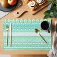 thumbnail image 2 of Teal Green Boho Placemats Set of 12, Vintage Ethnic Tribe Abstract Art Placemats for Dining Table, Place Mats for Kitchen Tabletop, Waterproof Wipeable Dining Table Mats Set, 2 of 9