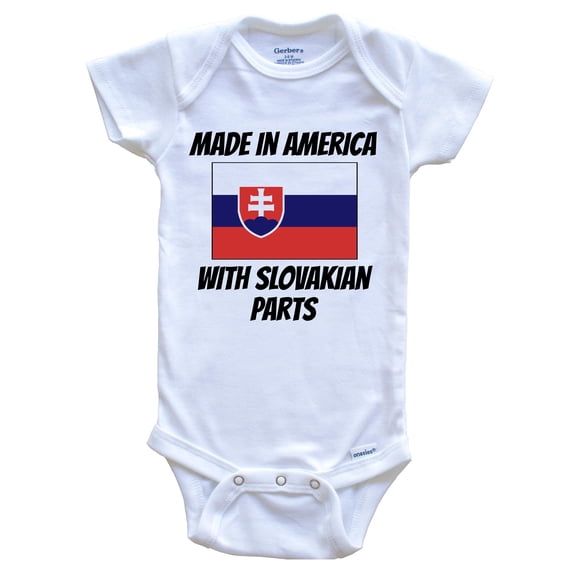 Made In America With Slovakian Parts Slovakia Flag Funny Baby Bodysuit - Cute One Piece Baby Bodysuit, 0-3 Months White