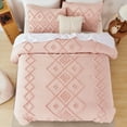 thumbnail image 2 of RYNGHIPY Blush 3 Pcs Tufted Comforter Set Full Pink Jacquard Bedding Set for Girls Women Boho Shabby Chic Comforter Set with Pillowcases (Full, Pink), 2 of 9
