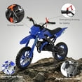 thumbnail image 2 of FONA 49cc 2-Stroke Dirt Bike for Kids 8-12, 25mph Mini Motorcycle with Dual Disc Brakes, Multi Terrain Tires, Suspension & Soft Seat Blue, 2 of 7