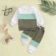 thumbnail image 2 of TOWED22 Toddler Baby Boy Fall Clothes 2PCS Color Block Sweatshirt Pants Sets Infant Winter Outfits, 2 of 6