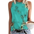 thumbnail image 6 of Black*Friday Deals Womens Clearance GaThRRgYP Womens Tank Tops Crewneck,Womens Summer Tops Sleeveless,Women's Casual Sleeveless Printed Round Neck Top Tank Top with Round Neck Tank Top Mint Green M, 6 of 7