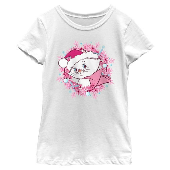 Girls Aristocats Pinky Christmas Wreath Marie T Shirt