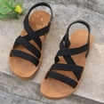 thumbnail image 6 of Flat Sandals for Women 2026 Comfortable Open Toe Wide Width Sandals Elastic Ankle Strap Walking Shoes for Women, 6 of 7