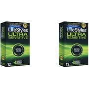 LifeStyles Ultra Sensitive Natural Feeling Lubricated Latex Condoms, 12 Count (Pack of 2)