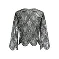 thumbnail image 2 of HULIJA Womens Long Sleeve Sequin Lace Shrug Sheer Open Front Bolero Cardigan for Wedding Party Dress Silver One Size, 2 of 4