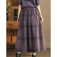 thumbnail image 4 of DailyTrove Women's Fall And Winter Elastic High-Waisted Plaid Midi A-Line Plaid Skirt, 4 of 6