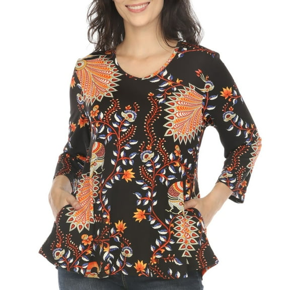 White Mark Women's Vibrant Boho Swing Top